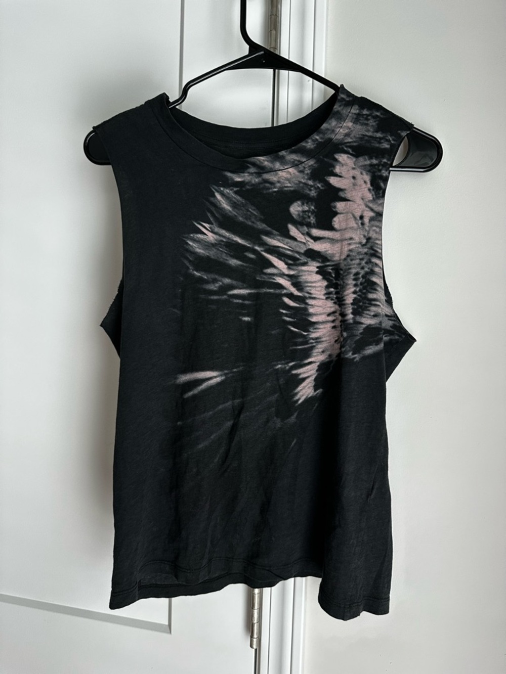 All Saints Chic Black & Pale Pink Tie-Dye Sleeveless Muscle Tank Top - Women